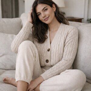 Nasty Gal cozy cable knit cropped cardigan - size S